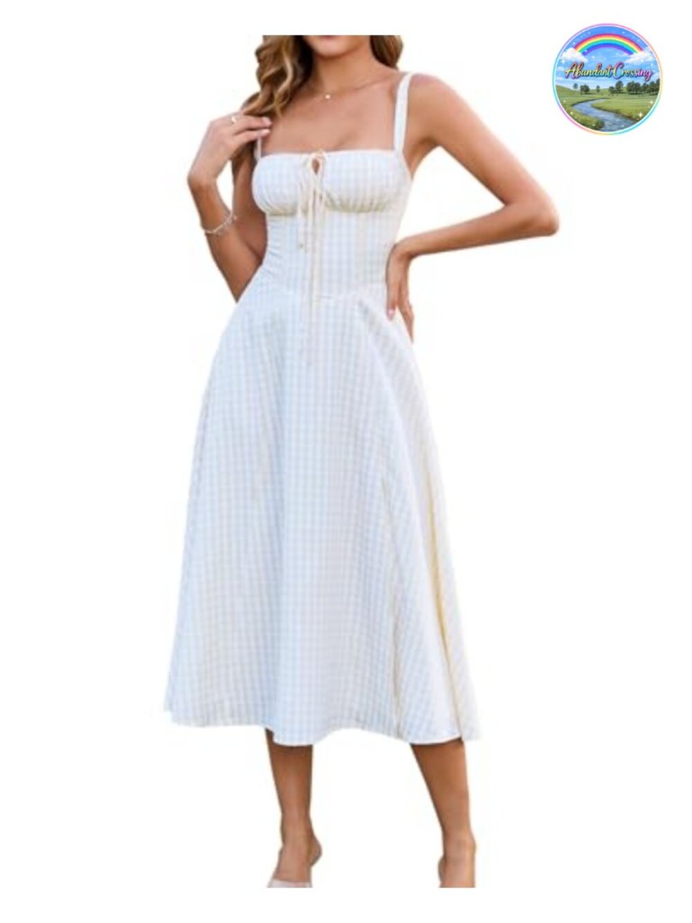 Corset Midi Dress Polyester Spandex Sleeveless Square Neck Flowy Sundress